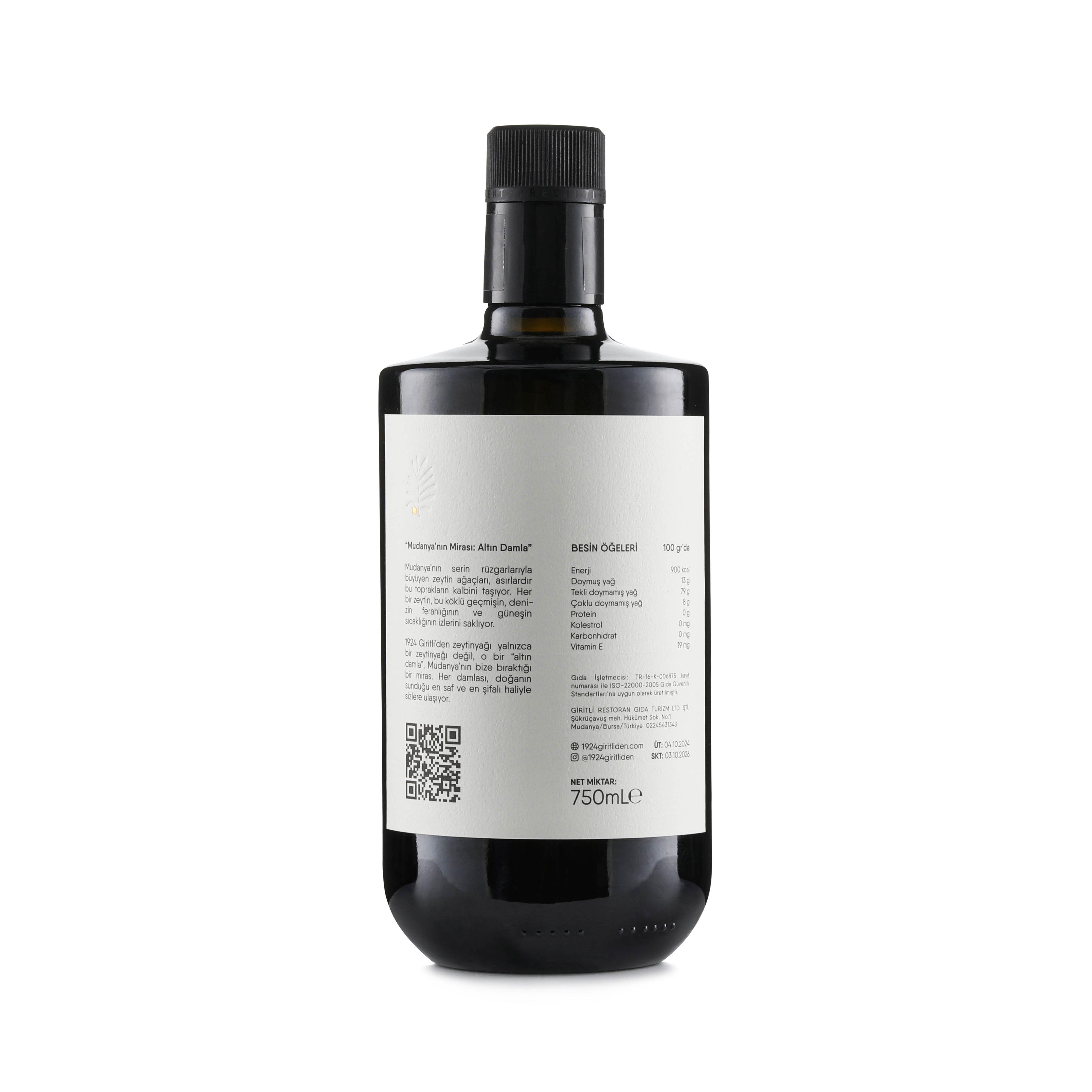 Erken Hasat Premium Natürel Sızma Zeytinyağı – 750 ml (Özel Cam Şişe)