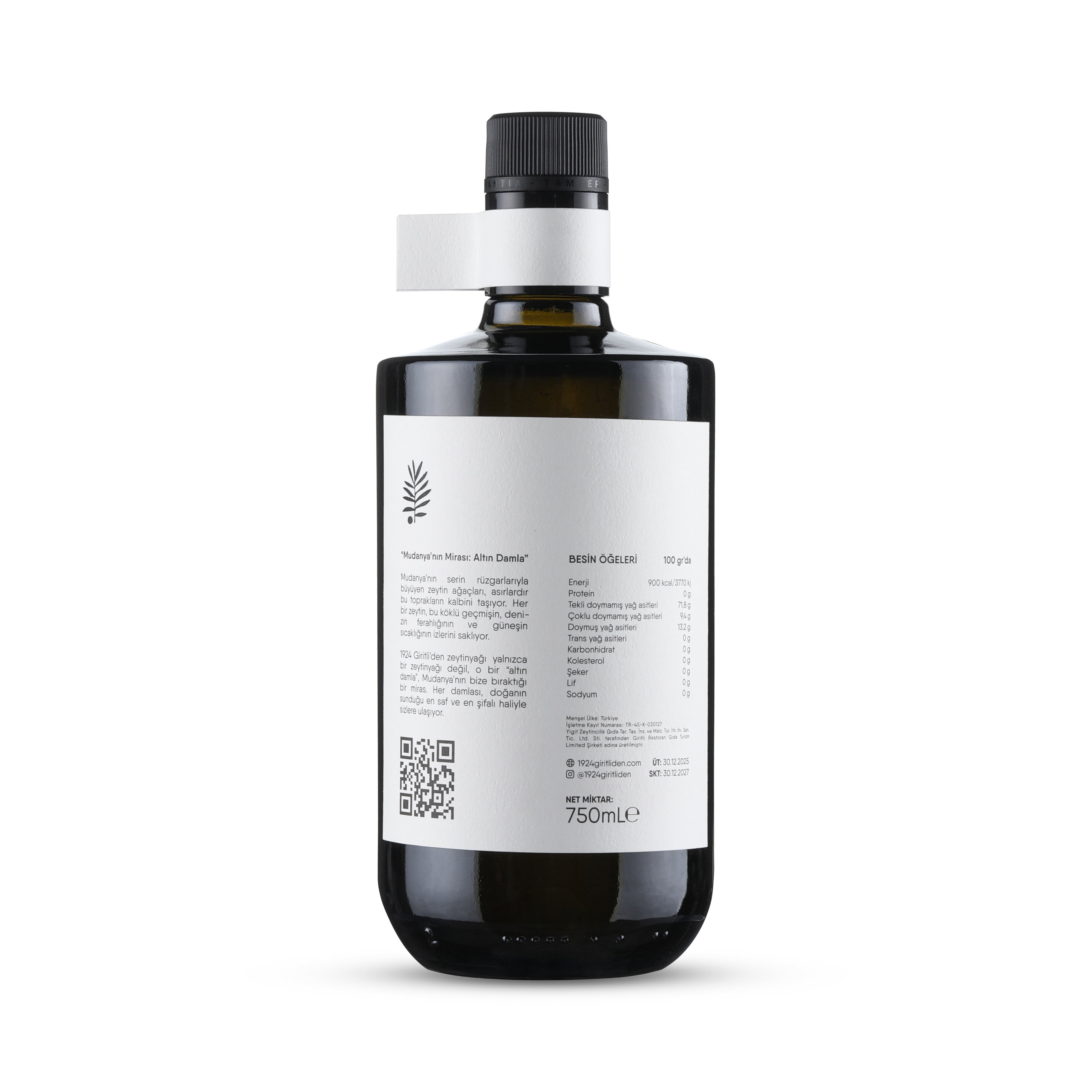 Erken Hasat Premium Natürel Sızma Zeytinyağı – 750 ml (Özel Cam Şişe)